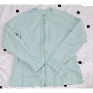 T by Talbots Women's UPF 50+ Full Zip Up Track Jacket Medium Mint Green Pockets